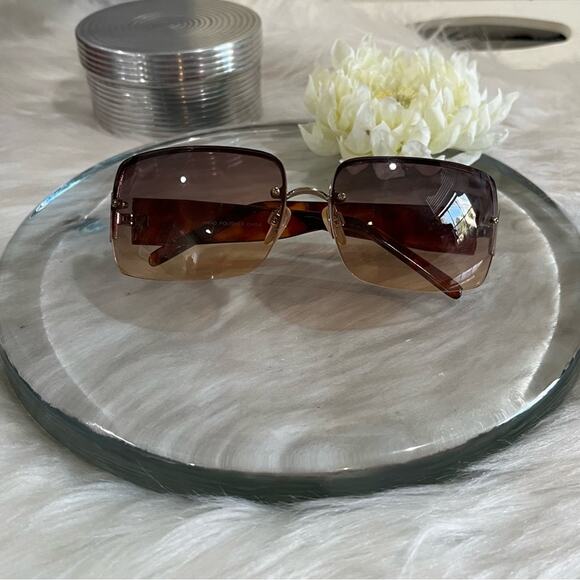 NEW Fantas-Eyes Y2K Rimless Square Oversized Tortoise Gradient Sunglasses NWOT - Picture 4 of 16